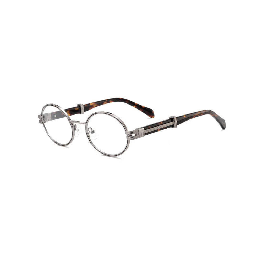 Gd Vintage Round Frame gafas Wholesale High Quality Eyewear Black-Gold Metal and Acetate Temple gafas Metal Optical Frame