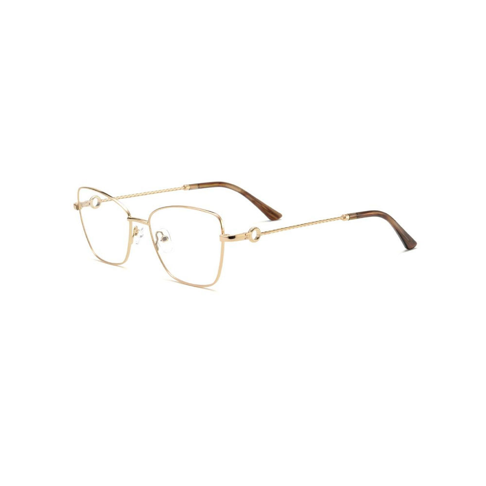 Gd Elegant Square Eyewear Factory Supply Eyeglasses Women gafas Gold Metal Chain Ring Temple Metal Optical Frame