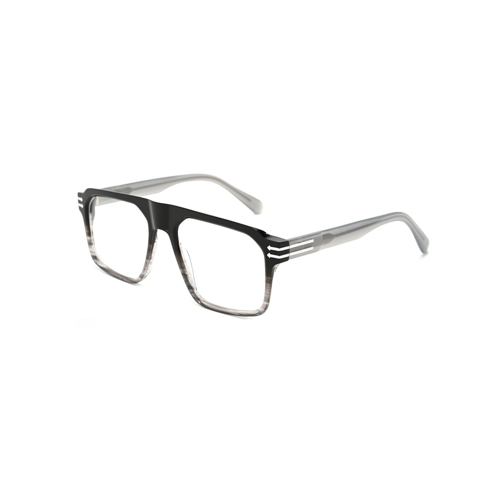 Gd Business Style Oversized Square Frame Factory Supply Eyewear gafas Metal Temple Striped Accent Acetate Optical Frame