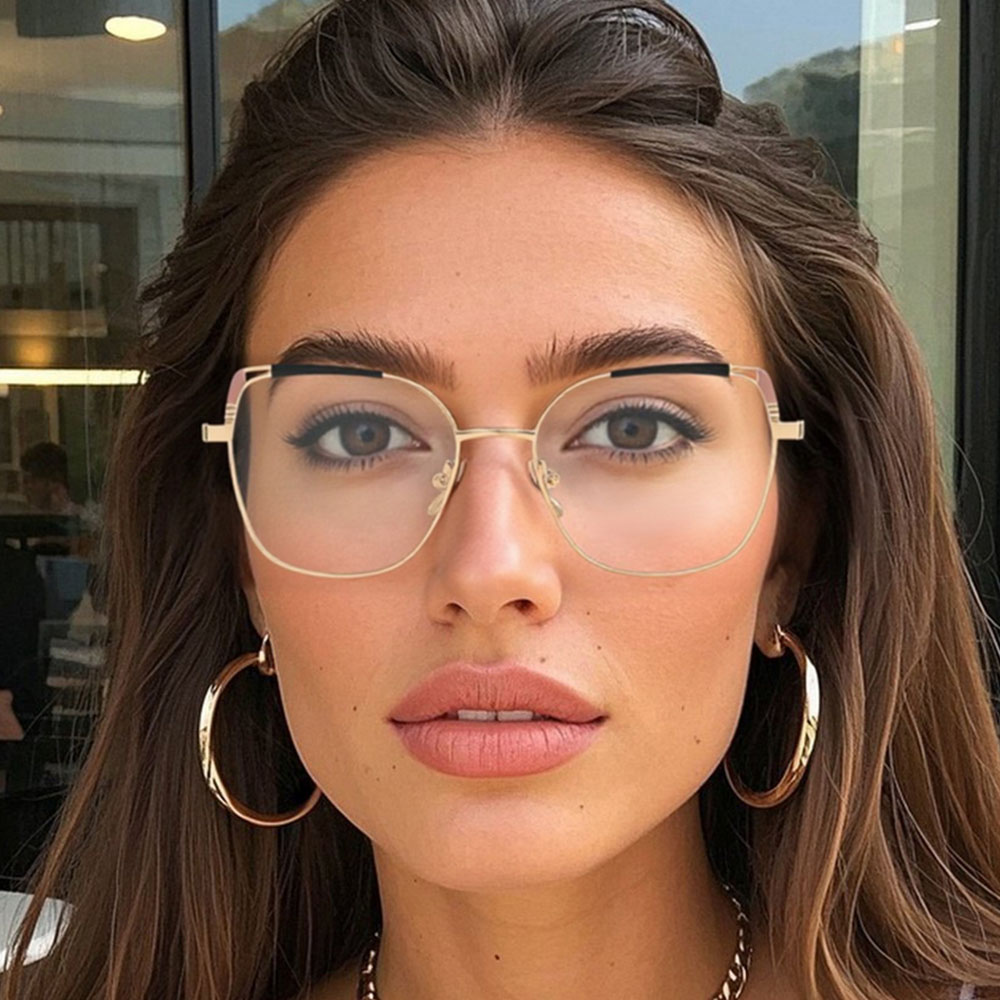 Gd Women Exquisite Polygon Frame Eyeglasses Factory Supply gafas Metal Frame Optical Frame Women Metal Eyewear