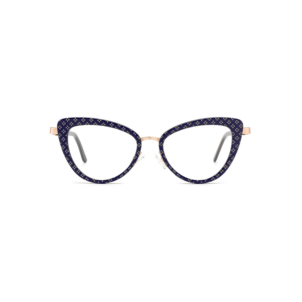 Gd Beautiful Design Temple Retro Pattern Cat-eye Frame Manufacturer Supply Eyewear Acetate Rims Metal Optical Frame